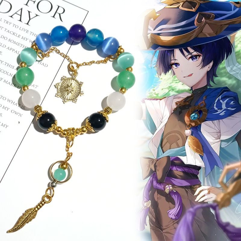 ¡¾Free Shipping¡¿Smile House Plush Genshin Impact Scaramouche Wanderer Kabukimono Inspired Bracelets