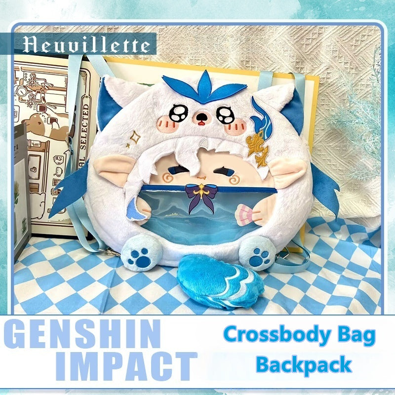 Smile House Plush Game Genshin Impact Neuvillette Crossbody Bag Backpack