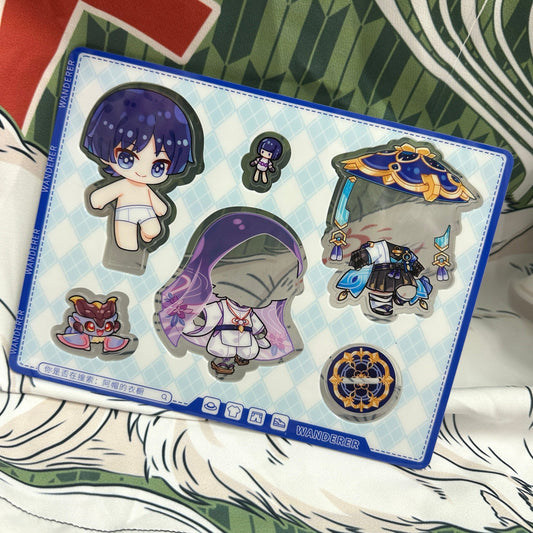 Smile House Plush Genshin Impact Wanderer Scaramouche Magnetic Dress Up Standee