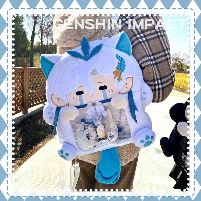 ¡¾Free Shipping¡¿Smile House Plush Genshin Impact Wriothesley Neuvillette Backpack Bag 40CM