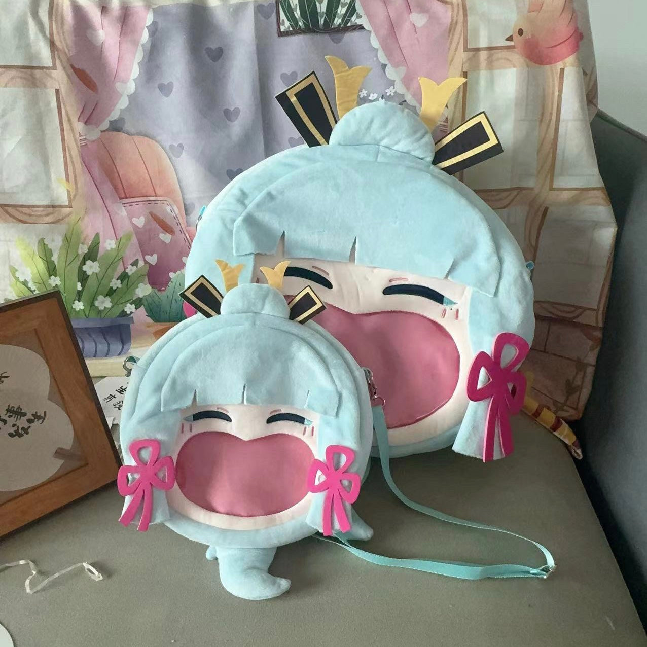 Smile House Plush Game Genshin Impact Kamisato Ayaka Backpack Crossbody Bag