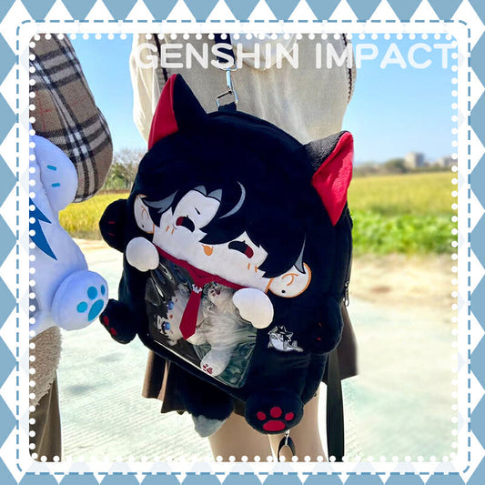 ¡¾Free Shipping¡¿Smile House Plush Genshin Impact Wriothesley Neuvillette Backpack Bag 40CM