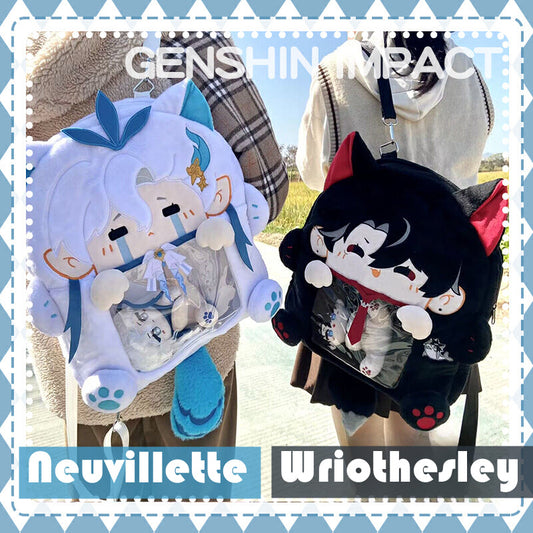 ¡¾Free Shipping¡¿Smile House Plush Genshin Impact Wriothesley Neuvillette Backpack Bag 40CM