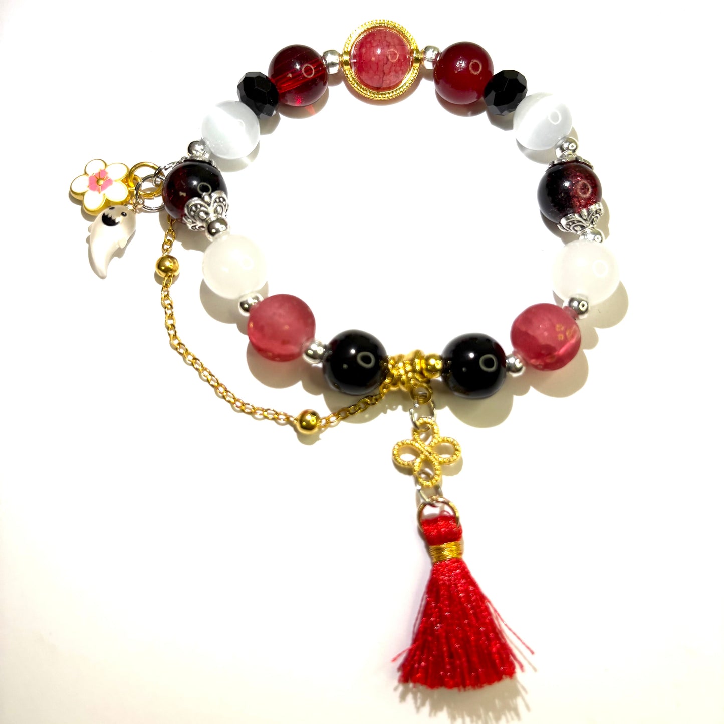 Smile House Plush Genshin Impact Hutao Hu Tao Cherries Snow-Laden Inspired Round Bracelet