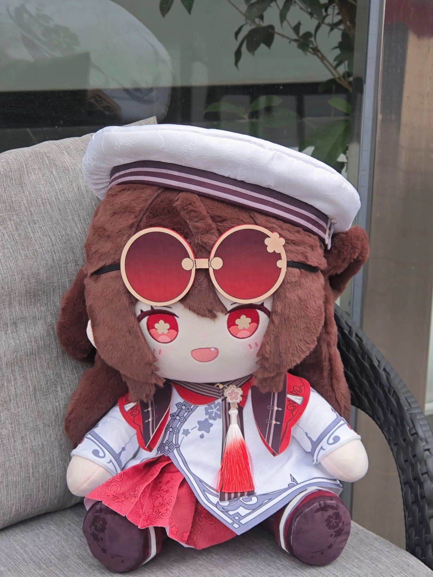 ¡¾Free Shipping¡¿Smile House Plush Genshin Impact Plushies Hutao Cherries Snow-Laden Big Eyes 40CM Plush Doll