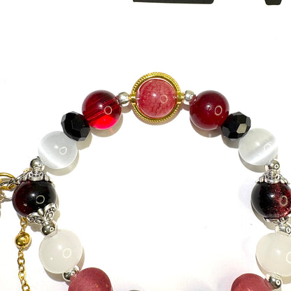 Smile House Plush Genshin Impact Hutao Hu Tao Cherries Snow-Laden Inspired Round Bracelet
