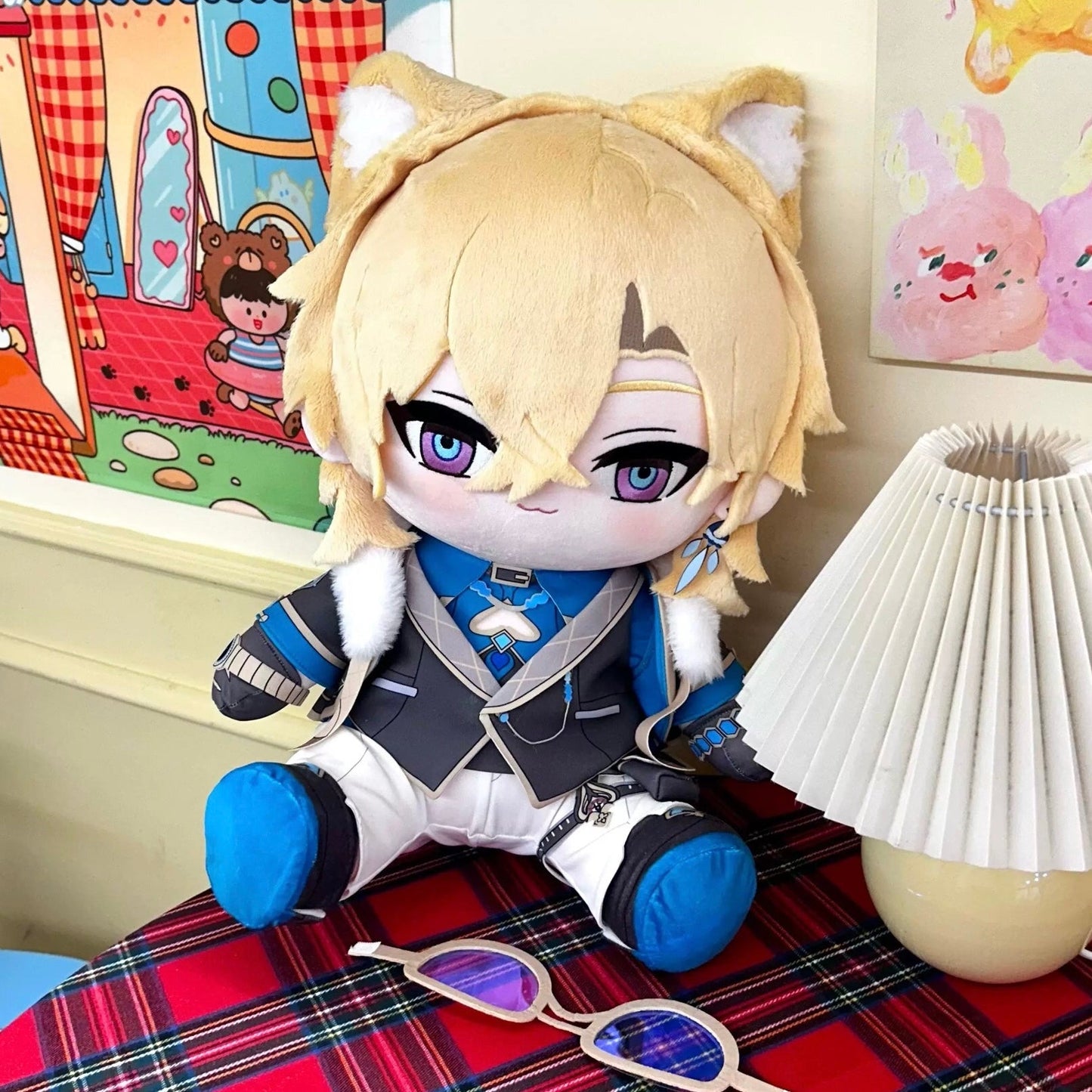 Smile House Plush Honkai: Star Rail Plushies Cat Aventurine 40CM Plush Doll With Hat