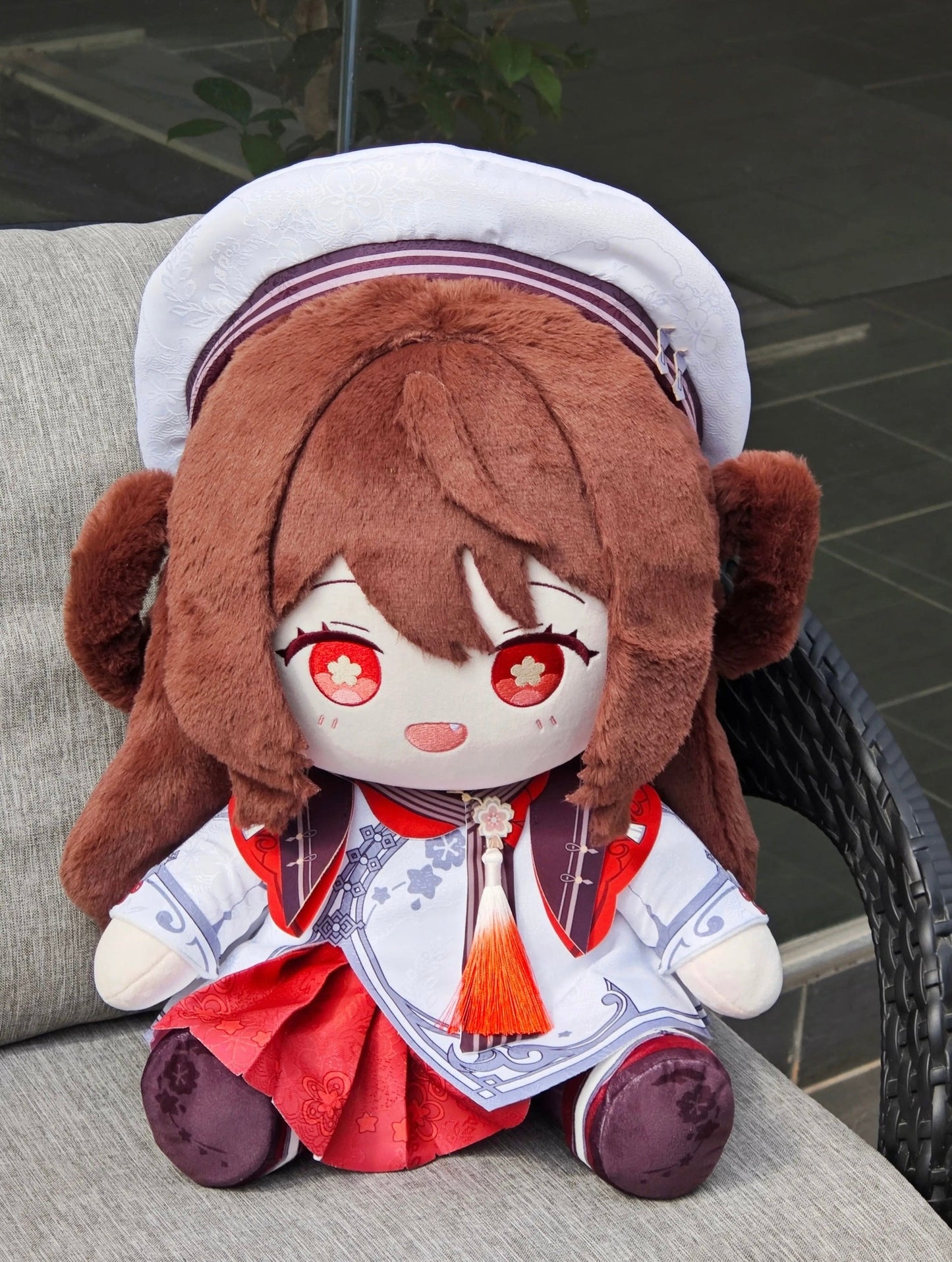 ¡¾Free Shipping¡¿Smile House Plush Genshin Impact Plushies Hutao Cherries Snow-Laden Big Eyes 40CM Plush Doll