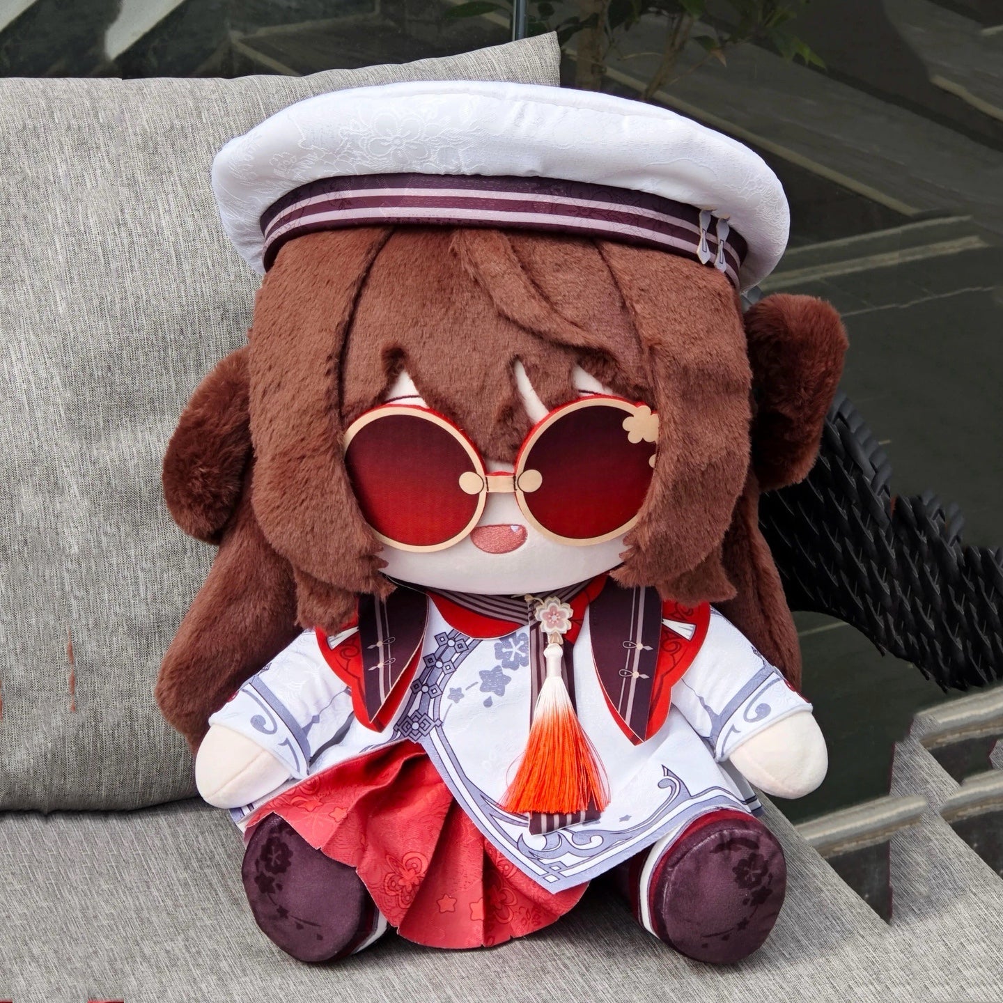 ¡¾Free Shipping¡¿Smile House Plush Genshin Impact Plushies Hutao Cherries Snow-Laden Big Eyes 40CM Plush Doll