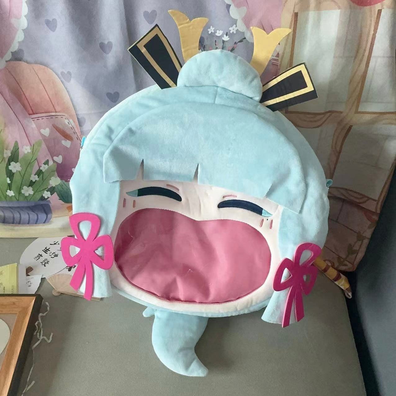 Smile House Plush Game Genshin Impact Kamisato Ayaka Backpack Crossbody Bag