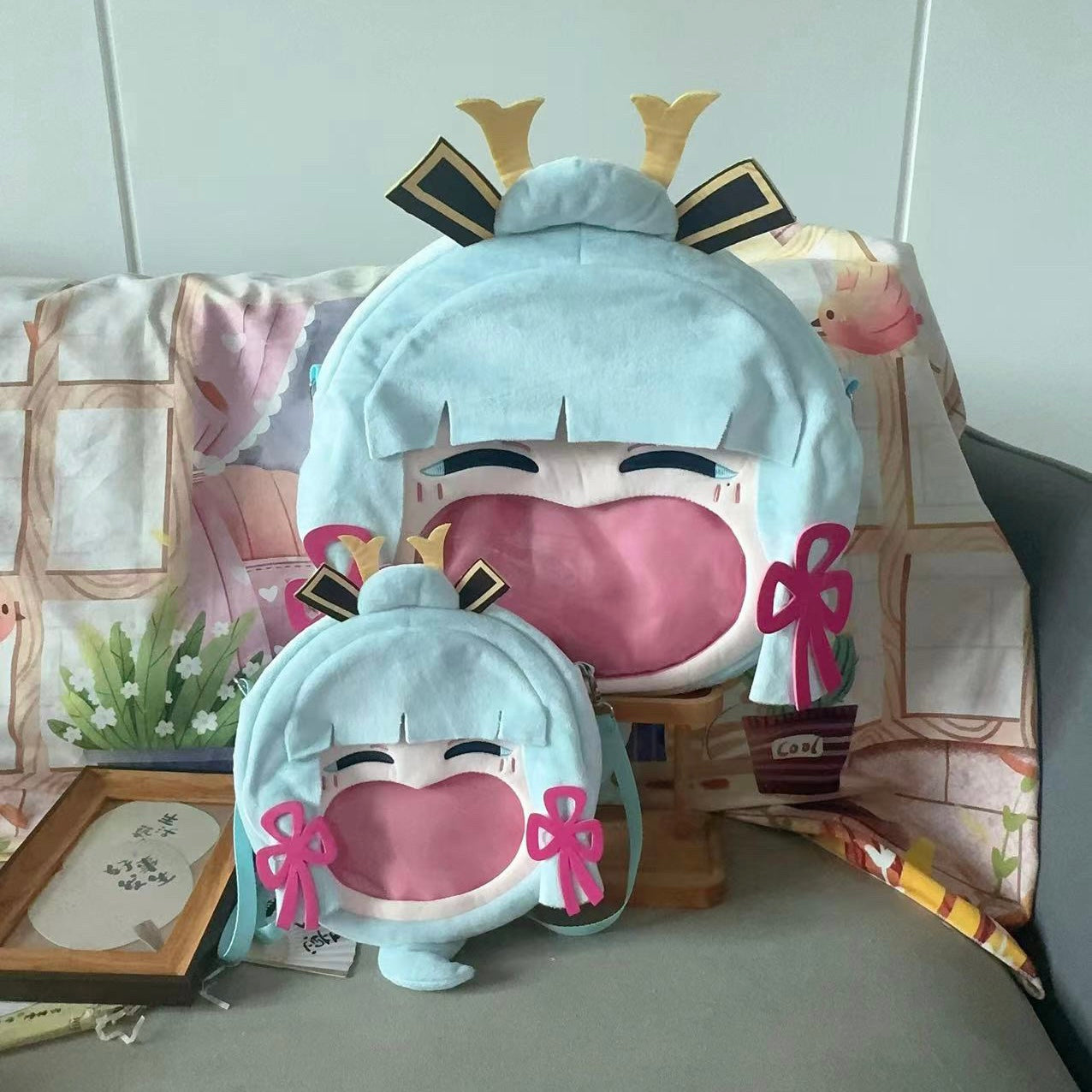 Smile House Plush Game Genshin Impact Kamisato Ayaka Backpack Crossbody Bag